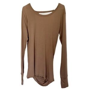 Mono B Overlay Draped Back Top Long Sleeve